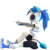 Size: 720x720 | Tagged: safe, artist:pixel-perry, dj pon-3, vinyl scratch, anthro, plantigrade anthro, g4, 3d, alternate hairstyle, blender, clothes, ear piercing, explicit source, female, finger gun, fingerless gloves, glasses, gloves, piercing, ponytail, pose, shoes, shorts, simple background, sneakers, solo, tank top, transparent, transparent background