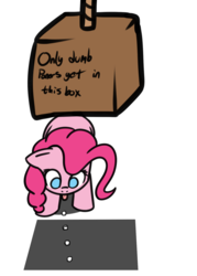 Size: 1178x1647 | Tagged: safe, artist:neuro, pinkie pie, earth pony, pony, g4, :p, box, cute, eyes on the prize, female, floppy ears, mare, pinkie being pinkie, poner, ponk, silly, simple background, solo, sugarcube, tongue out, transparent background, trap (device)