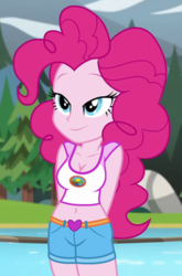 Size: 410x620 | Tagged: safe, edit, edited screencap, editor:ah96, screencap, pinkie pie, equestria girls, g4, my little pony equestria girls: legend of everfree, belly button, breast edit, breasts, busty pinkie pie, cleavage, cropped, female, midriff, solo