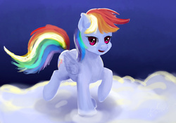 Size: 1000x700 | Tagged: safe, artist:xbi, rainbow dash, pony, g4, cloud, female, solo