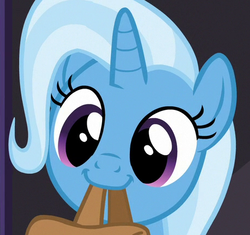 Size: 458x430 | Tagged: safe, screencap, trixie, pony, g4, to where and back again, black background, bust, cropped, cute, female, mare, portrait, simple background, smiling, solo, to saddlebags and back again