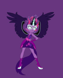 Size: 1024x1268 | Tagged: safe, artist:darkangelgirl1777, sci-twi, twilight sparkle, equestria girls, g4, my little pony equestria girls: friendship games, clothes, female, midnight sparkle, purple background, simple background, solo