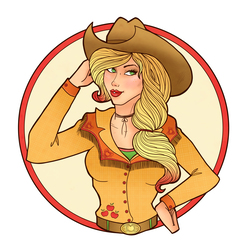 Size: 4961x4961 | Tagged: safe, artist:amy-hands, applejack, human, g4, absurd resolution, beautiful, belt, belt buckle, bust, colored pupils, cowboy hat, cowgirl, cute, eyelashes, female, green eyes, hat, humanized, jackabetes, lipstick, red lipstick, solo, stetson, yellow hair
