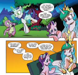 Size: 1025x990 | Tagged: safe, artist:andypriceart, idw, princess celestia, rarity, spike, starlight glimmer, dragon, pony, chaos theory (arc), g4, inspiration manifestation, spoiler:comic, spoiler:comic50, accord (arc), conclusion: and chaos into the order came, continuity, inspirarity, possessed