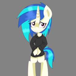 Size: 3000x3000 | Tagged: safe, artist:chikiz65, dj pon-3, vinyl scratch, pony, unicorn, g4, clothes, colored, female, full body, high res, hoodie, shading, solo