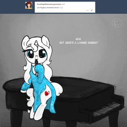 Size: 2000x2000 | Tagged: safe, artist:nimaru, oc, oc only, oc:heartsong, pony, unicorn, clothes, dress, female, high res, lounge singer, mare, microphone, monochrome, musical instrument, partial color, piano, solo