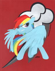 Size: 1000x1301 | Tagged: safe, artist:texasuberalles, rainbow dash, pegasus, pony, g4, cut paper, cutie mark, female, looking at you, raised hoof, solo, traditional art