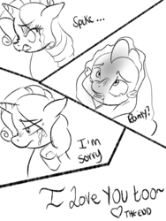 Size: 1024x1360 | Tagged: safe, artist:mrscurlystyles, rarity, spike, dragon, comic:love letters, g4, comic, crying, cute, male, ship:sparity, shipping, straight