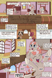 Size: 3000x4494 | Tagged: safe, artist:floofyfoxcomics, oc, oc only, oc:peppermint mocha (pegasusjedi), pegasus, pony, comic:a dash of peppermint, comic, female, filly, freckles, high res, male, mare, stallion