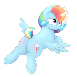 Size: 2000x2000 | Tagged: dead source, safe, artist:php66, rainbow dash, g4, alternate hairstyle, butt, butt blush, high res, plot, short mane, short tail, simple background, solo, white background