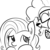 Size: 802x799 | Tagged: safe, artist:tjpones, fluttershy, pinkie pie, earth pony, pegasus, pony, g4, cheering up, eyes closed, fake moustache, fweeee, glasses, grayscale, hat, monochrome, noisemaker, party hat, simple background, sketch, white background
