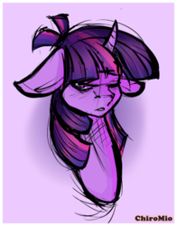 Size: 664x848 | Tagged: safe, artist:chiromio, twilight sparkle, pony, g4, bust, female, floppy ears, portrait, solo