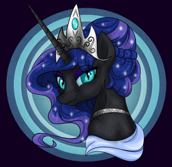 Size: 3444x3348 | Tagged: safe, artist:eriarte, nightmare moon, alicorn, pony, tumblr:ask queen moon, g4, bust, female, high res, nicemare moon, solo