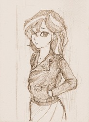 Size: 469x640 | Tagged: safe, artist:daisymane, sunset shimmer, equestria girls, g4, female, grayscale, monochrome, solo, traditional art