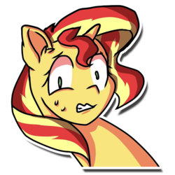 Size: 512x512 | Tagged: safe, artist:kenishra, sunset shimmer, pony, unicorn, g4, female, gritted teeth, nervous, simple background, solo, sweat, transparent background