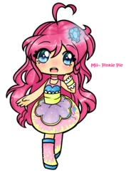 Size: 931x1266 | Tagged: safe, artist:5guardiians, pinkie pie, human, g4, boots, chibi, clothes, dress, female, high heel boots, humanized, simple background, solo, transparent background