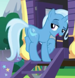 Size: 460x478 | Tagged: safe, screencap, trixie, pony, no second prances, butt, cropped, female, lidded eyes, mare, plot, solo