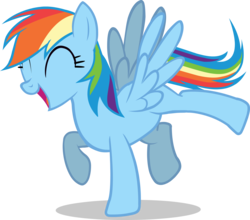 Size: 4000x3523 | Tagged: safe, artist:ramseybrony17, artist:takua770, edit, vector edit, rainbow dash, pegasus, pony, g4, ^^, eyes closed, female, high res, open mouth, simple background, solo, transparent background, vector