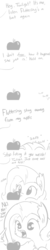Size: 792x3960 | Tagged: safe, artist:tjpones, fluttershy, bat pony, human, pony, g4, apple, comic, dialogue, ear fluff, eyes on the prize, fangs, flutterbat, food, grayscale, hand, implied twilight sparkle, licking, mlem, monochrome, offscreen character, race swap, simple background, sniffing, solo focus, that pony sure does love apples, this will end in dinner, tongue out, white background, wingding eyes