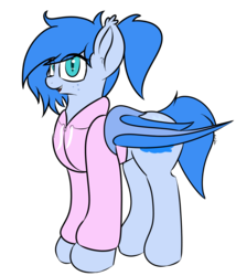 Size: 1141x1330 | Tagged: safe, artist:eclipsepenumbra, oc, oc only, oc:glacie mare, bat pony, pony, clothes, commission, freckles, hoodie, jailbate, looking at you, simple background, solo, transparent background