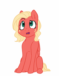 Size: 1132x1442 | Tagged: safe, artist:kaleysia, oc, oc only, oc:cellini, pegasus, pony, female, filly, freckles, offspring, parent:big macintosh, parent:fluttershy, parents:fluttermac, simple background, solo, white background