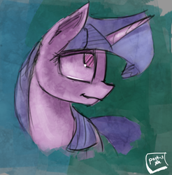 Size: 1425x1449 | Tagged: safe, artist:post-it, twilight sparkle, pony, g4, bust, colored sketch, female, sketch, solo