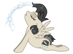 Size: 2500x1848 | Tagged: safe, artist:lostinthetrees, oc, oc only, oc:storm feather, pegasus, pony, eyes closed, female, floppy ears, mare, simple background, solo, spread wings, transparent background, wet mane