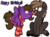 Size: 4000x2928 | Tagged: safe, artist:befishproductions, oc, oc only, oc:befish, bat pony, pegasus, pony, clothes, duo, female, freckles, happy birthday, male, mare, party horn, scarf, signature, simple background, sitting, smiling, socks, spread wings, stallion, striped socks, transparent background