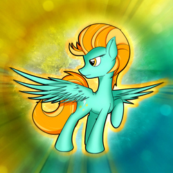 Size: 894x894 | Tagged: safe, artist:conniethecasanova, artist:flamevulture17, color edit, edit, lightning dust, pegasus, pony, g4, colored, female, raised hoof, solo