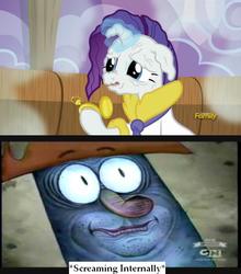 Size: 625x711 | Tagged: safe, edit, edited screencap, screencap, rarity, applejack's "day" off, g4, captain k'nuckles, prunity, pruny, the marvelous misadventures of flapjack, vein
