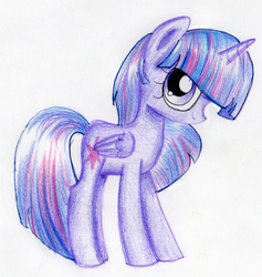 Size: 708x748 | Tagged: safe, artist:songbirdserenade, twilight sparkle, alicorn, pony, g4, colored pencil drawing, cute, female, mare, simple background, solo, traditional art, twiabetes, twilight sparkle (alicorn), white background