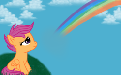 Size: 1920x1200 | Tagged: safe, artist:silversthreads, scootaloo, pegasus, pony, g4, female, filly, redraw, solo