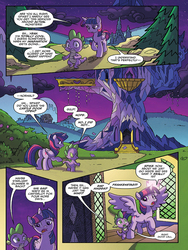 Size: 720x960 | Tagged: safe, artist:tony fleecs, idw, official comic, spike, twilight sparkle, alicorn, dragon, pony, from the shadows, g4, spoiler:comic, spoiler:comic51, comic, duo, female, male, mare, preview, speech bubble, spread wings, twilight sparkle (alicorn), twilight's castle, wings