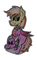 Size: 1872x3024 | Tagged: safe, artist:bumskuchen, oc, oc only, oc:ferb fletcher, pegasus, pony, clothes, cosplay, costume, request, simple background, solo, spyro the dragon (series), the legend of spyro, traditional art, transparent background