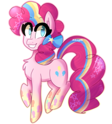 Size: 1540x1710 | Tagged: safe, artist:akapiiart, pinkie pie, earth pony, pony, g4, female, rainbow power, simple background, smiling, solo, transparent background