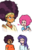 Size: 751x1168 | Tagged: safe, artist:acesrockz, edit, coriander cumin, pinkie pie, rarity, saffron masala, equestria girls, g4, spice up your life, afro, heart, open mouth, simple background, white background