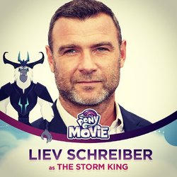 Size: 640x640 | Tagged: safe, storm king, human, g4, my little pony: the movie, official, adventure in the comments, armor, character reveal, irl, irl human, liev schreiber, mlp movie cast icons, my little pony logo, photo, solo, voice actor, with their characters