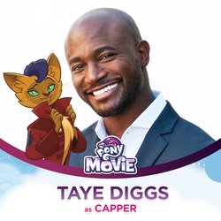 Size: 1200x1200 | Tagged: safe, capper dapperpaws, abyssinian, cat, human, anthro, g4, my little pony: the movie, official, adventure in the comments, character reveal, chest fluff, clothes, irl, irl human, male, mlp movie cast icons, photo, smug, solo, taye diggs, voice actor, with their characters