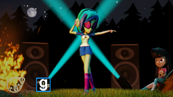 Size: 3840x2160 | Tagged: safe, artist:dj-chopin, dj pon-3, octavia melody, vinyl scratch, equestria girls, g4, my little pony equestria girls: legend of everfree, 3d, bonfire, cello, fire, gmod, high res, musical instrument, source filmmaker