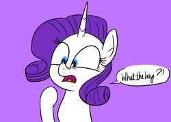 Size: 7000x5000 | Tagged: safe, artist:khushi1428, rarity, pony, g4, absurd resolution, female, open mouth, purple background, raised hoof, reaction, simple background, solo, speech bubble