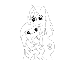 Size: 1000x800 | Tagged: safe, artist:straightgrinza, princess cadance, princess flurry heart, shining armor, alicorn, pony, unicorn, g4, cute, family, female, filly, foal, male, mare, snuggling, stallion