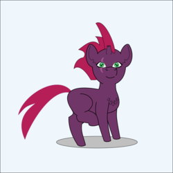 Size: 790x790 | Tagged: safe, artist:planetkiller, fizzlepop berrytwist, tempest shadow, pony, unicorn, g4, my little pony: the movie, adult blank flank, blank flank, blank flank tempest, broken horn, eye scar, female, horn, lifted leg, looking at you, mare, pretty pretty tempest, scar, simple background, solo, that was fast, white background