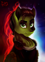 Size: 1024x1413 | Tagged: safe, artist:das_leben, oc, oc only, oc:seph, earth pony, pony, colored background, green eyes, looking at you, male, signature, stallion