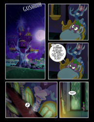 Size: 1275x1650 | Tagged: safe, artist:dsana, spike, dragon, comic:to look after, g4, comic, male, moon, solo, twilight's castle