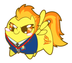 Size: 758x664 | Tagged: safe, artist:coggler, artist:frog&cog, artist:gopherfrog, spitfire, pegasus, pony, g4, blushing, chibi, chubbie, clothes, female, simple background, solo, transparent background, uniform, watermark, wonderbolts dress uniform