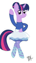 Size: 1500x2600 | Tagged: safe, artist:mtfc1029, twilight sparkle, pony, g4, ballet, bipedal, clothes, dancing, female, hair bun, hilarious in hindsight, leotard, simple background, solo, standing on two hooves, tutu, white background