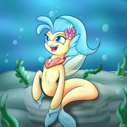 Size: 1700x1700 | Tagged: safe, artist:novaspark, princess skystar, seapony (g4), g4, my little pony: the movie, female, smiling, solo, that was fast, underwater