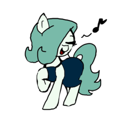 Size: 640x600 | Tagged: safe, artist:ficficponyfic, color edit, edit, oc, oc only, oc:emerald jewel, earth pony, pony, colt quest, child, clothes, color, colored, colt, crossdressing, cute, drag queen, dress, eyes closed, femboy, foal, girly, hair over one eye, happy, male, music notes, singing, solo, trap