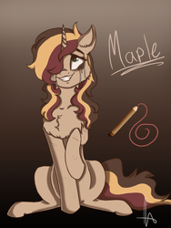 Size: 2448x3264 | Tagged: safe, artist:inspiration1413, oc, oc only, oc:maple, pony, unicorn, crying, female, high res, mare, raised hoof, solo