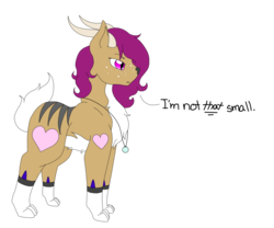 Size: 1023x853 | Tagged: safe, artist:anxiouslilnerd, oc, oc only, oc:magica, draconequus, bay pony eyes, bubble, bunny tail, deer nose, draconequus oc, fluffy, freckles, heart, horns, jewelry, markings, necklace, paws, short hair, simple background, small, smol, solo, stripes, transparent background